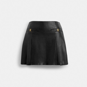 Black Coach Heritage C Leather Mini Skirt Women Bottoms | 4105LAKUS