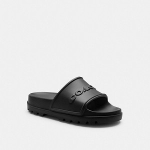 Black Coach Jesse Slide Men Sandals & Slides | 0156XWVCN