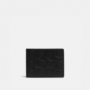 Black Coach Slim Billfold Wallet In Signature Leather Men Billfolds | 0984HYNQD