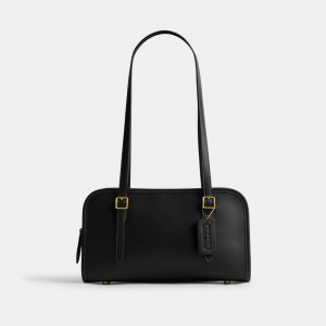 Black Coach Swing Zip Women Shoulder Bags & Hobos | 5910JFNMY