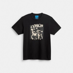 Black Coach The Lil Nas X Drop Signature Cats T Shirt Men Tops & Bottoms | 9046FVWPZ