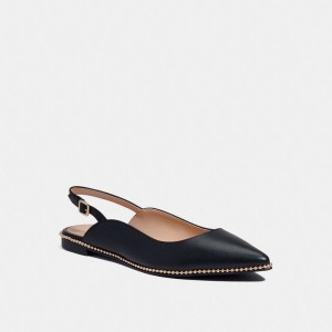 Black Coach Vae Skimmer Women Flats & Loafers | 3795ESNLP