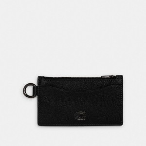 Black Coach Zip Card Case Women Card Cases | 2197FVUOL