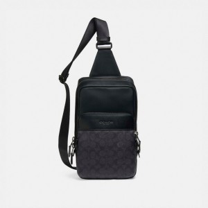 Black Copper / Grey / Black Coach Gotham Pack In Signature Canvas Men Backpacks | 3850RTBDZ