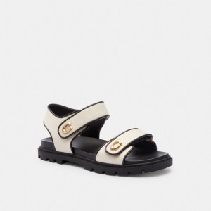 Chalk/Black Coach Brynn Sandal Women Sandals | 2019JDRSY