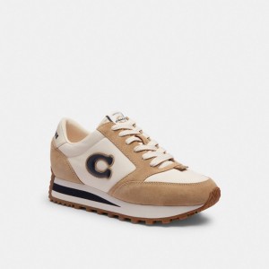 Chalk/Midnight Navy Coach Runner Women Sneakers | 4239ZTNSB