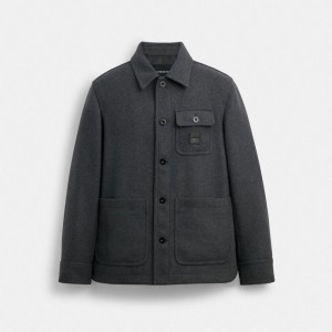 Charcoal Coach Shirt Jacket Men Jackets & Outerwear | 7345UNBYP