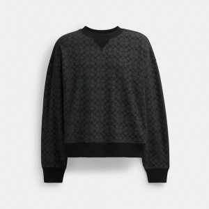 Charcoal Signature Coach Essential Signature Crewneck Men Tops & Bottoms | 0487BGECW