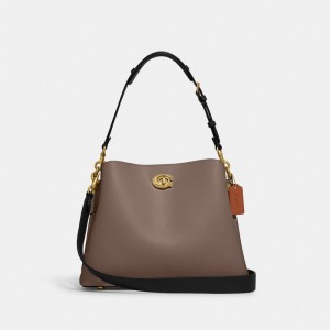 Dark Grey Coach Willow Shoulder Bag In Colorblock Women Shoulder Bags & Hobos | 5694SYRKO