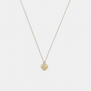 Gold Coach 14 K Gold Heart Pendant Necklace Women Jewelry | 2678EIQLO