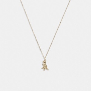 Gold Coach 14 K Gold Rexy Pendant Necklace Women Jewelry | 9126EGNRZ