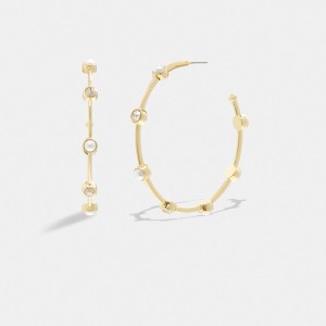 Gold Coach Classic Pearl Large Hoop Earrings Women Jewelry | 8526MNZGJ