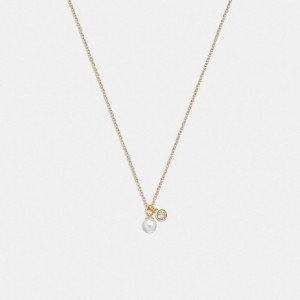 Gold Coach Classic Pearl Pendant Necklace Women Jewelry | 8925ZGRHM