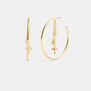 Gold Coach Garden Charms Hoop Earrings Women Jewelry | 1762IVSEY