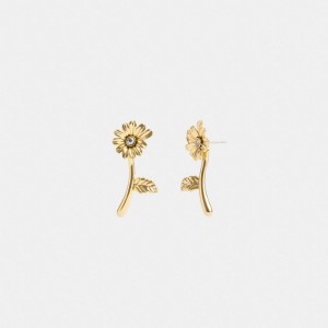 Gold Coach Garden Flower Stem Stud Earrings Women Jewelry | 8041TEPKW