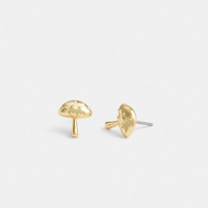 Gold Coach Garden Mushroom Stud Earrings Women Jewelry | 4850NDFBK