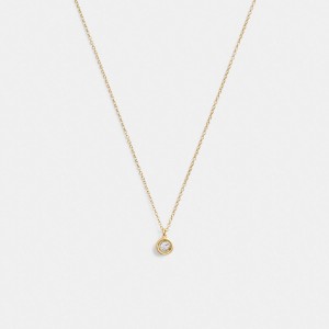 Gold Coach Halo Round Pendant Necklace Women Jewelry | 1793ITXWY