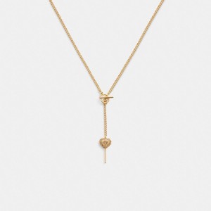 Gold Coach Heart Lollipop Lariat Necklace Women Jewelry | 2397SFPYO