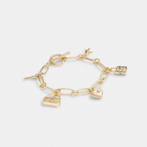 Gold Coach Iconic Charm Chain Bracelet Women Jewelry | 5318FNJUY