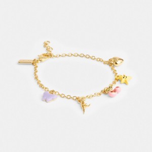 Gold / Multicolor Coach Cherry And Heart Charm Bracelet Women Jewelry | 0863ULSWT