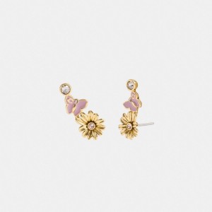 Gold / Multicolor Coach Garden Charms Stud Earrings Women Jewelry | 3971VNIKW