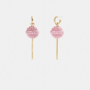 Gold / Pink Coach Lollipop Earrings Women Jewelry | 7482OPUIL