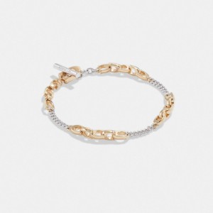 Gold / Silver Coach Signature Mixed Chain Bracelet Women Jewelry | 8570JDSNP