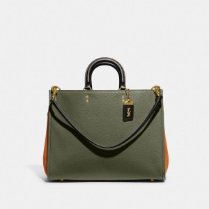 Green Multicolor Coach Rogue Bag 39 In Colorblock Women Satchels & Top Handles | 4689GTMDB