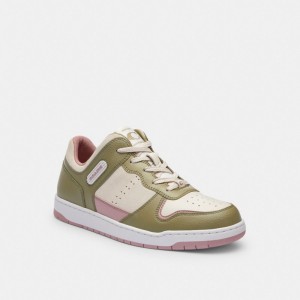 Moss/Light Rose Coach C201 Low Top Women Sneakers | 2387YKFMC