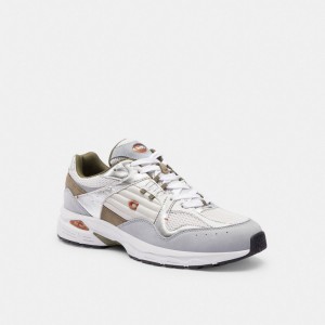 Optic White/Grey Coach C301 Men Sneakers | 2198LZBIE