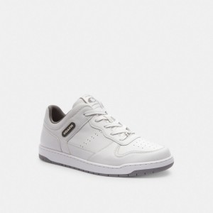 Optic White/Heather Grey Coach C201 Men Sneakers | 3986WZCVL