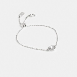 Silver Coach Halo Heart Slider Bracelet Women Jewelry | 8137CBIOA