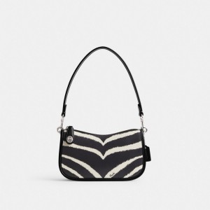 Silver Coach Swinger Bag 20 With Zebra Print Women Shoulder Bags & Hobos | 2193YXWHD