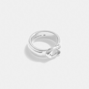 Silver Coach Tabby Ring Women Jewelry | 0581YKMAV