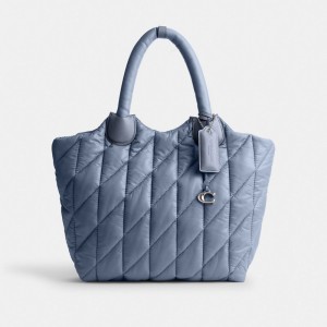 Silver / Blue Coach Iris Tote Bag Women Totes & Carryalls | 2034CZTHE