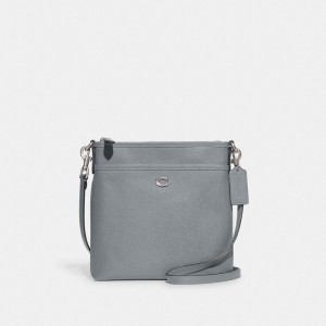 Silver / Grey Blue Coach Kitt Messenger Women Crossbody Bags | 4563KWVFA