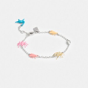 Silver / Multicolor Coach Bug Charm Bracelet Women Jewelry | 1367BQEZT