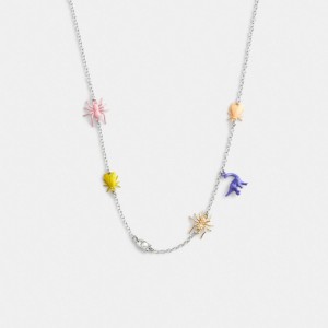 Silver / Multicolor Coach Bug Charm Necklace Women Jewelry | 5821BWXCY