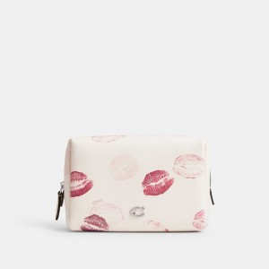 Silver / Multicolor Coach Essential Cosmetic Pouch With Lip Print Women Tech, Desk & Travel | 4039VROIL