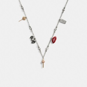Silver / Multicolor Coach Mini Candy Charm Necklace Women Jewelry | 5371NKCFA
