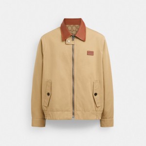 Tan Signature Coach Heritage Reversible Jacket Men Jackets & Outerwear | 7504BIMLN