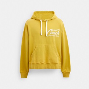 Yellow Coach Americana Hoodie Men Tops & Bottoms | 8635WUAZR