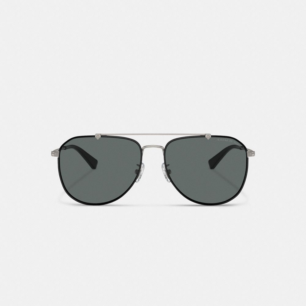 Black/Gunmetal Coach Metal Windsor Pilot Men Sunglasses | 5438BEDOP