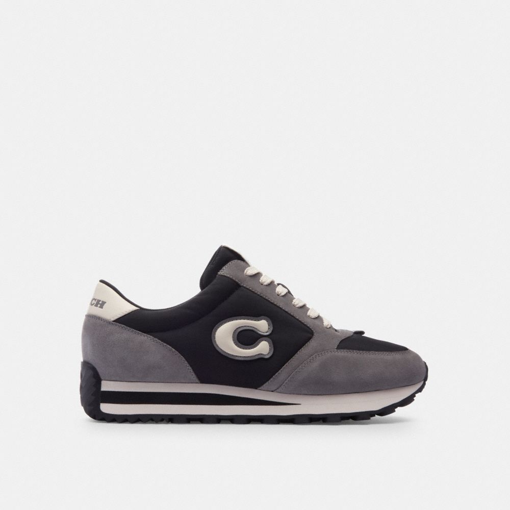 Black/Heather Grey Coach Runner Men Sneakers | 2891YGDWA