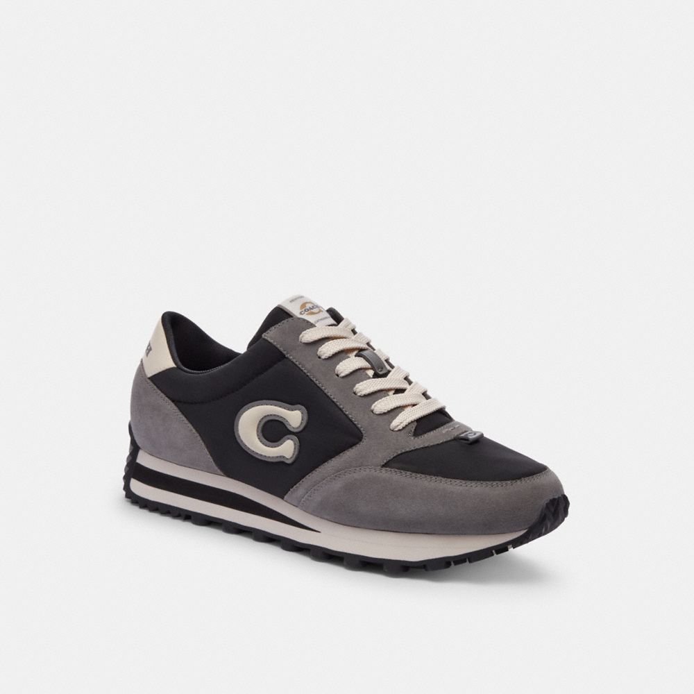 Black/Heather Grey Coach Runner Men Sneakers | 2891YGDWA