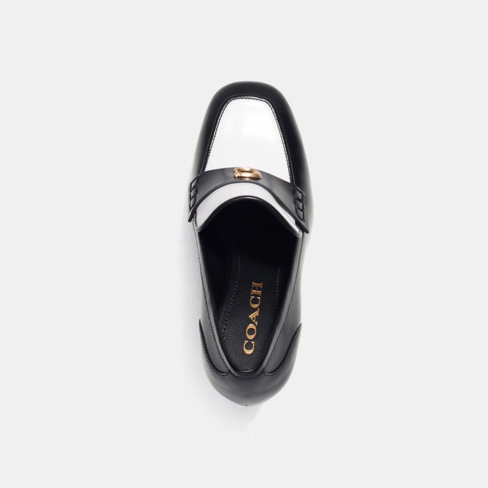 Black/Optic White Coach Ilyse Platform Loafer Women Flats & Loafers | 2497WTQHZ