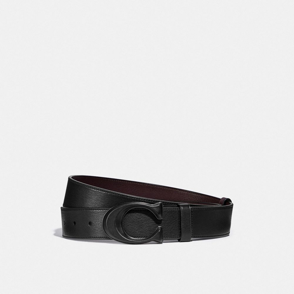 Black/Ox Blood Coach Signature Buckle Cut To Size Reversible Belt, 38 Mm Men Belts | 3406FZYSI