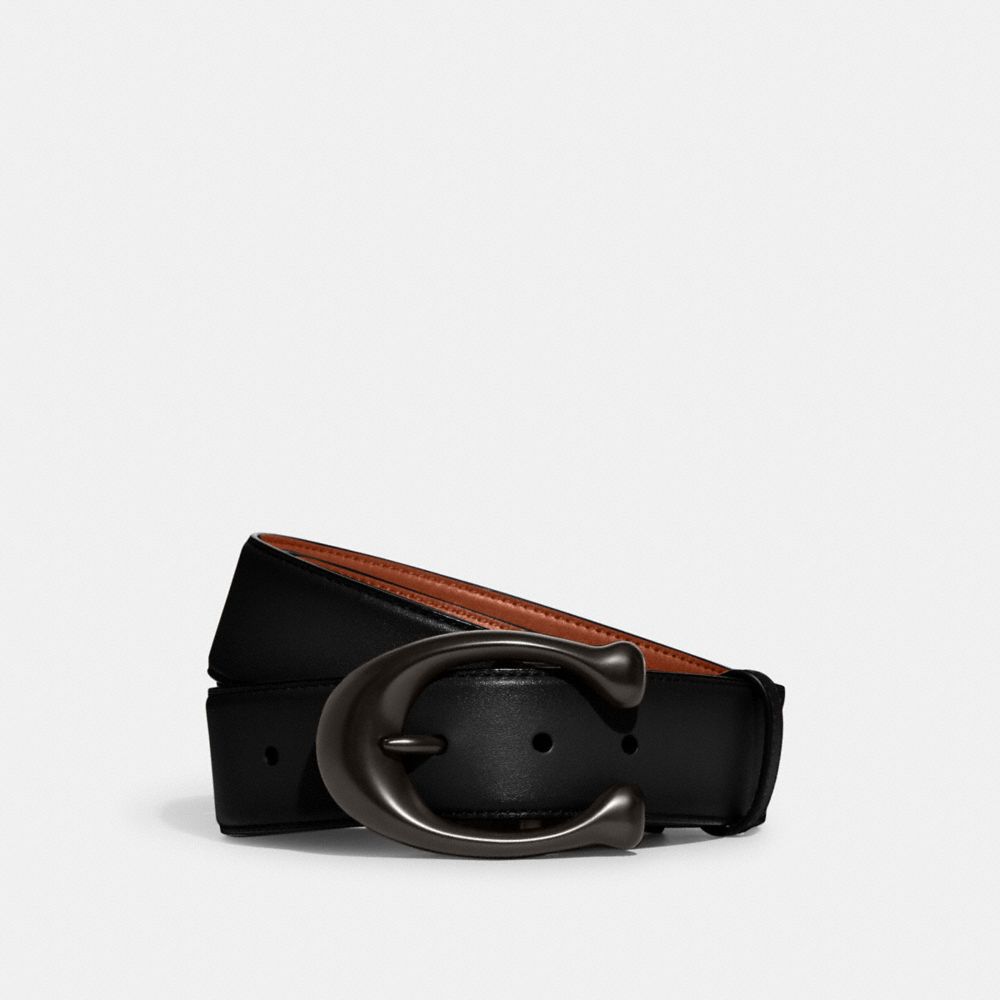 Black/Saddle Coach Signature Buckle Cut To Size Reversible Belt, 38 Mm Men Belts | 1589KLACQ