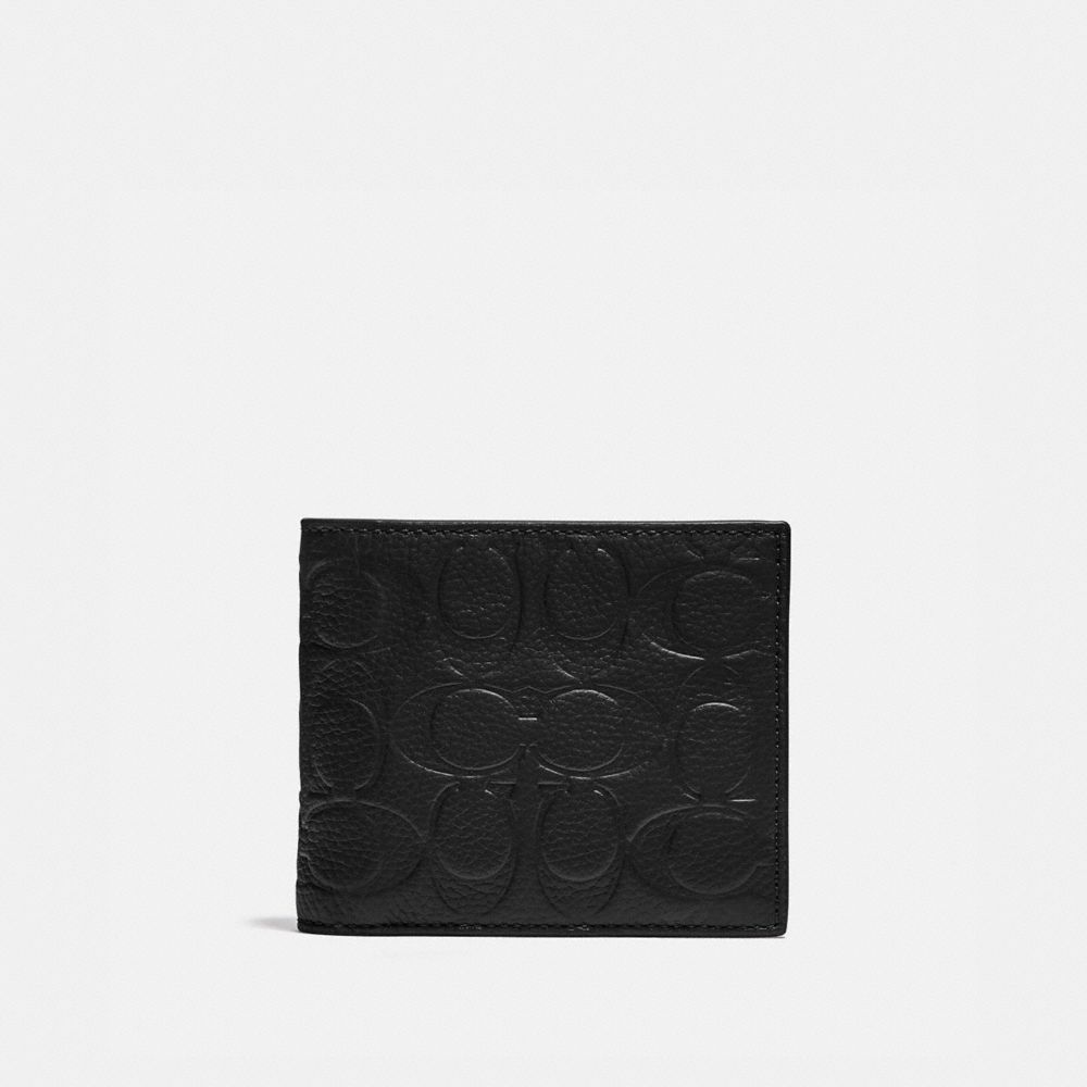 Black Coach 3 In 1 Wallet In Signature Leather Men Billfolds | 4759BYPVS