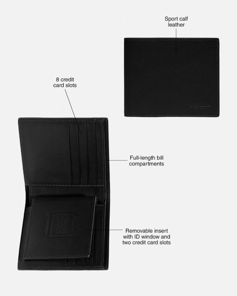 Black Coach 3 In 1 Wallet Men Billfolds | 0695OZMKX